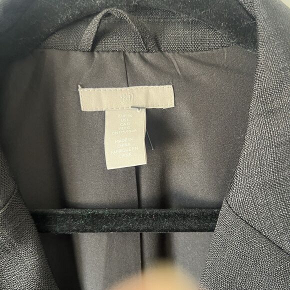 H&M Women's Black Single-Breasted Blazer Jacket Career Classic Workwear Size L - Picture 5 of 9